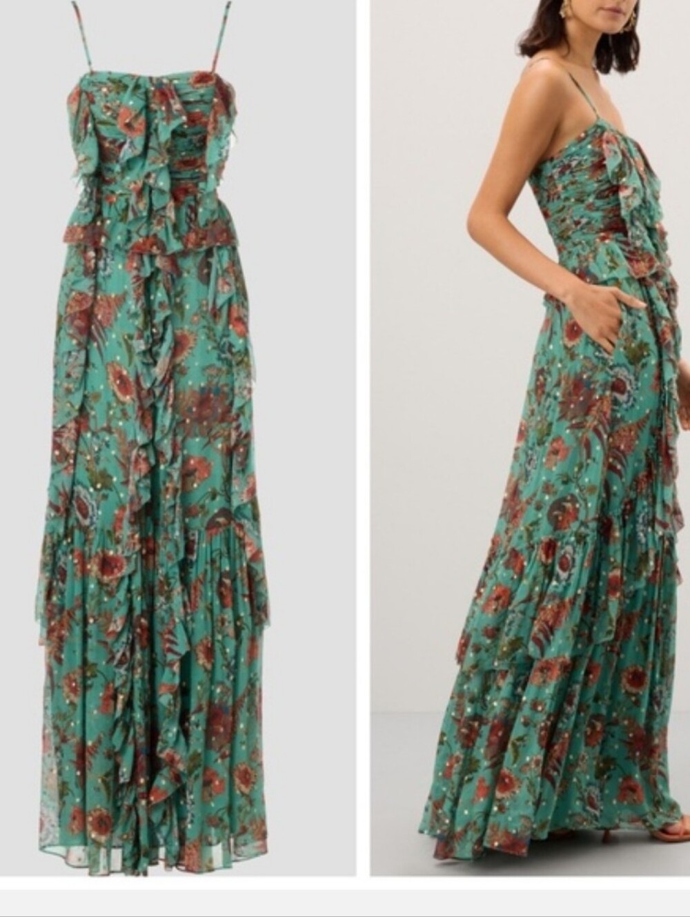 Ulla Johnson RTR Colette Floral Ruffled Maxi Gown Size 10